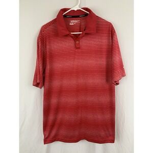 Nike Golf Dri Fit Polo Shirt Mens XL Red Striped Performance Short Sleeve